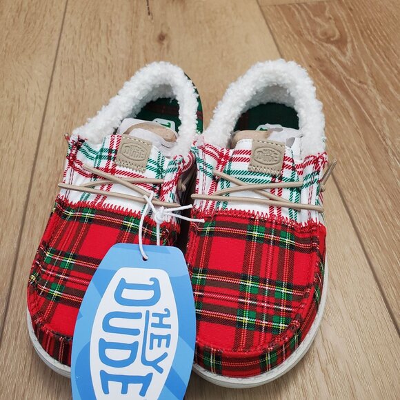 Hey Dude Wally Big Kids Tri Tartan Plaid Shoes New Fleece Lined Size c12/j2 - Picture 8 of 14